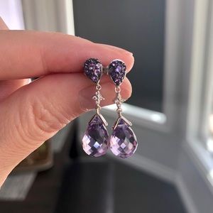 14K white gold amethyst earrings